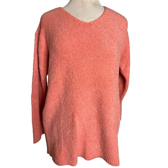 Liz Claiborne Women's Cozy Coral V-Neck Sweater Wool Blend boho chic - Picture 1 of 10